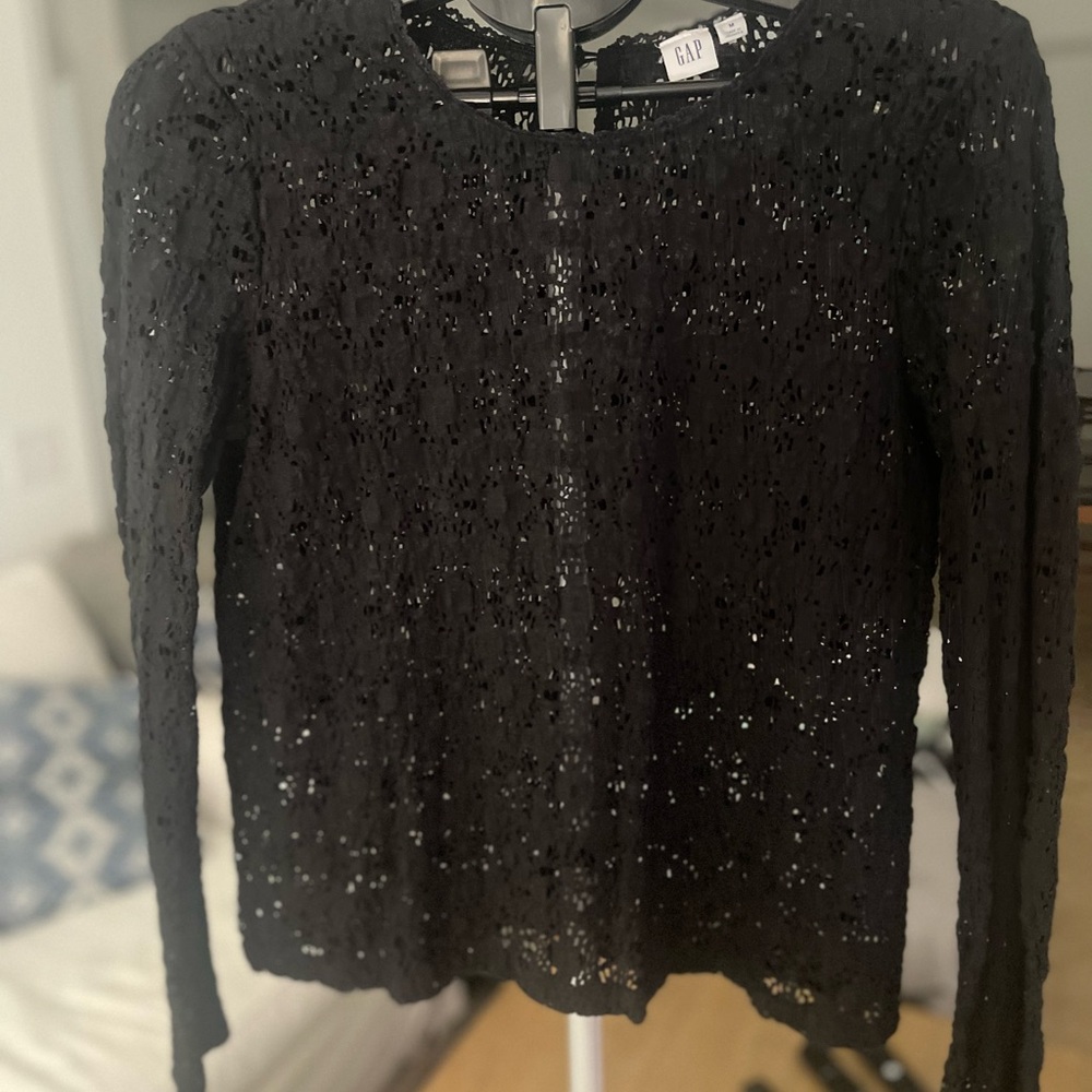 GAP Women's Elegant Black Lace Blouse